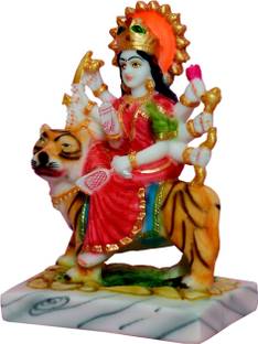 sai hastkala kendra MATA /Devi / Maa Durga/ Sherawali Colour Marble Statue/ Idols /Murti for Pooja Room & Gift Items 7" Decorative Showpiece  -  17.5 cm