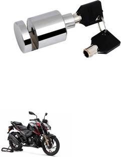 Qiisx Heavy Duty Disc Brake Lock Anti Theft Stainless Steel 7mm Pin Wheel Locking Security Lock for Bike and Motorcycle (Chrome)_TVS Apache RTR 200 4V Disk_RoundX_1335 Disc Lock