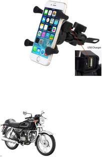Znee Smart X-Grip Bike Mobile Charger & Phone Holder (5V-2A Black) -Hero Splendor Pro Classic Bike Mobile Holder