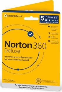 Norton 360 Deluxe 5 PC 1 Year Total Security (Physical Sleeve)  (Standard Edition)