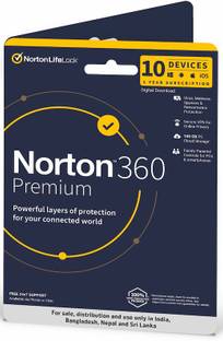 Norton 360 Premium 10 PC 1 Year Total Security (Physical Sleeve)  (Standard Edition)