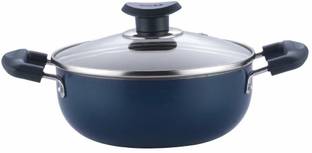 Vinod Cookware Non-Stick Deep Kadai with Glass Lid, 18 cm, 1.4 Ltr Kadhai 18 cm diameter with Lid 1.4 L capacity