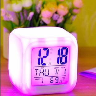omkarzone Digital 7 Color Changing Digital LED Alarm Clock for Home Decor Desk Night, Multicolor Clock
