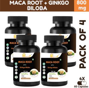 Puraberry Maca Root Extract with Ginkgo Biloba 800mg For Reproductive Health - Pack of 4