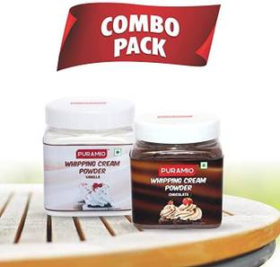 PURAMIO Combo Whipping Cream Powder Vanilla, 250g & Chocolate, 250g Flavour Icing