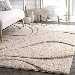 Shag Weaving Beige Polyester Carpet