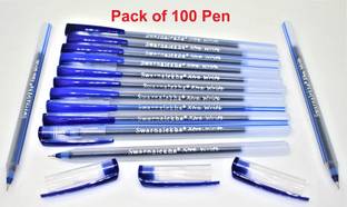 Swarnalekha True Lines Use & Throw Ballpoint Pen Direct Fill Blue ink Throw Away Xtra Write DF Ball Pens Set (Pack of 100) Ball Pen