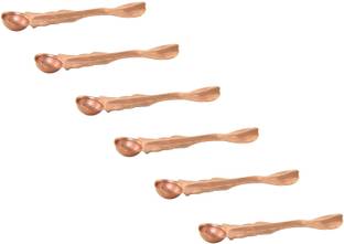 Stylewell Set Of 6 Pcs Copper Panch Patra Spoon for Poojan Purpose at Home, Office Copper Table Spoon Set