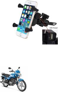 Znee Smart X-Grip Bike Mobile Charger & Phone Holder (5V-2A Black) -Hero HF Deluxe Bike Mobile Holder