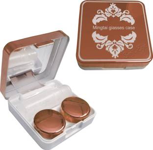 soft eye Contact Lens 30ML Cleaning Solution With Beautiful & Elegant Design case(BIG ROSE GOLD CASE) Solution With Portable Case