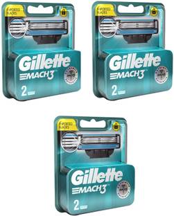 जिलेट Mach 3 Manual Shaving Razor Blades- 2X3=6 (Pack of 3)
