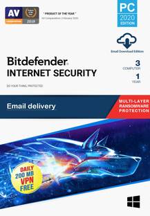 bitdefender 3 PC PC 1 Year Internet Security Compatible with Windows (Email Delivery - No CD)