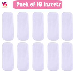GRAYSEE High Quality 4 Layer Cotton Microfiber White Insert Liner Reusable Washable Cotton Diaper Nappy Inserts for Baby Cloth Diapers, 4 Layer White Inserts Liners Natures Cloth Diaper Liner - S - M