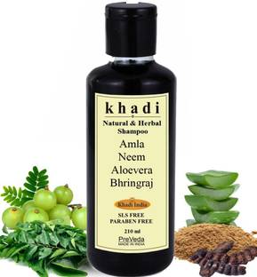 KHADI Organic Neem Aloevera Amla Bhringraj Shampoo Natural & Herbal Best Anti Hair Fall Shampoo Sls & Paraben Free