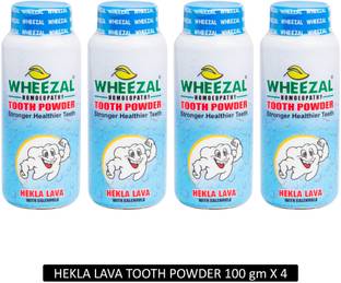 WHEEZAL HEKLA LAVA TOOTH POWDER WITH CALENDULA 100 gm BOTTLE - (PACK OF 4)