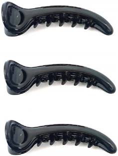 Nupremo Women's Plastic Banana Medium Hair Clutcher (Black) Pack of 3 Banana Clip