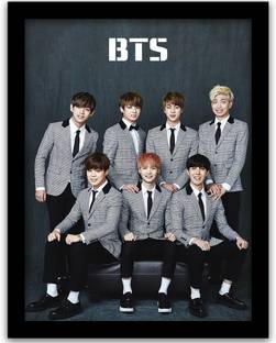 BTS Bangtan Boys Wall Frame | BTS BAND MEMBERS Wall Poster With Glass Frame Paper Print