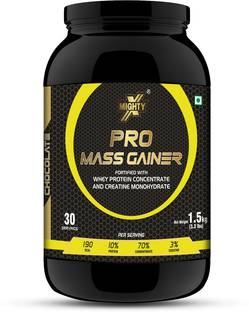 MIGHTYX Pro Mass Gainer|High Carbs Weight Gainer|Bulk Gainer, Chocolate, 1.5 Kg Weight Gainers/Mass Gainers