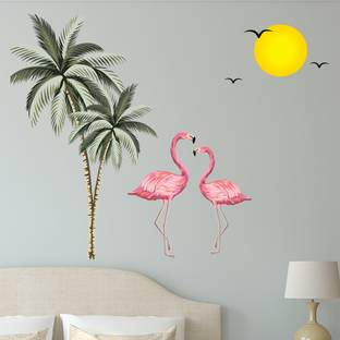 Asian Paints 58 cm Beautiful Beach Sunset Vinyl Wall Sicker Removable Sticker