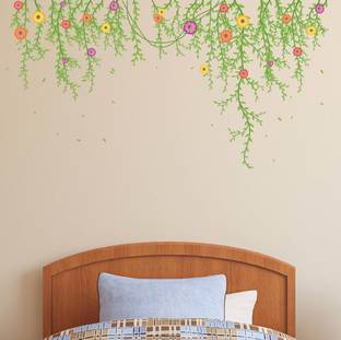 Asian Paints 64 cm Colourful Floral Creepers Vinyl Wall Removable Sticker