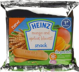HEINZ Mango And Apricot Biscotti Snack - 60g (Pack of 2) Baby Snacks 120 g
