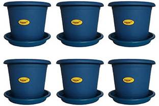 Synergy Plast Garden Balcony Flowering Planter with Bottom Plate/Tray (12 Inch) Plant Container Set