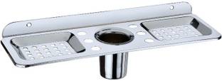 Xtreem Steel Shelf Three in One Soap Dish With ToothBrush Holder Wall Mounted