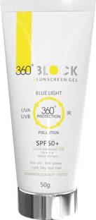 360 Block Sunscreen - SPF 50 PA+++ Gel SPF 50+ Protection Against Blue Light, UVA, UVB & IR