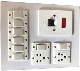 TAAJ Electric Wooden Switch Board (8 Switches,2 Sockets,1 DP) 2  Socket Extension Boards