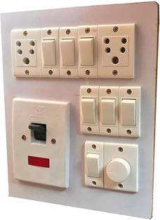 Buram Electric Heavy Switch Board (7 Switches, 2 Sockets, 1 Regulator, 1 DP) 16 A Two Pin Socket