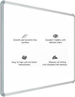 A.K Club Non-Magnetic 2x3 Feet Whiteboard | Glossy Smooth White surface | Green Chalk board Surface On Back Side | Aluminium Frame Finishing White, Green board