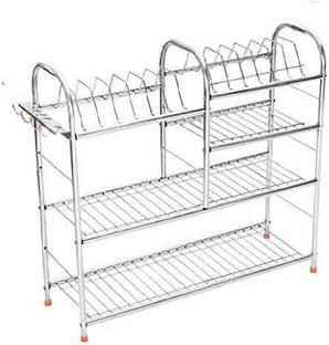 Zobby Utensil Kitchen Rack Steel 4 Shelf Dish Rack U Design| Modular Kitchen Utensils Rack | 24 L x 24 H inch Storage Basket