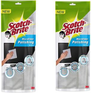 Scotch-Brite Microfiber Polishing Wipe pack of 2 (Silver) Wet and Dry Microfibre Cleaning Cloth