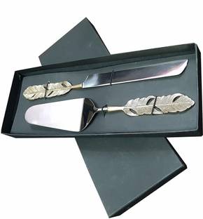 Maverics Cake Server & Knife MOP Cutlery Set of Two pcs Cake Server & Knife MOP Cutlery Set of Two pcs Metal Grey Kitchen Tool Set Stainless Steel Cake Server