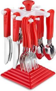 ALL IN ONE Cutlery Set with Stand Made from Stainless Steel Spoon Set 24 pcs with Stand and ABS Plastic Spoon Knife Fork Case Sink Basket Rack Organizer Storage Stand Holder Disposable Plastic, Steel Cutlery Set (Pack of 25) Plastic, Stainless Steel Cutlery Set
