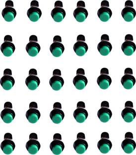 Tool Point Switches Self-Lock On/Off 2 pin Push Button Switch Locking Car, Boat Dashboard Green (Pack of 30) Electronic Components Electronic Hobby Kit