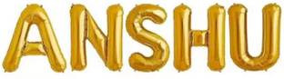 Bal samrat Solid "ANSHU" Decoration Letter Foil Balloon For Marriage/Anniversary/Surprise/Wedding/Celebration- Golden Letter Balloon Balloon