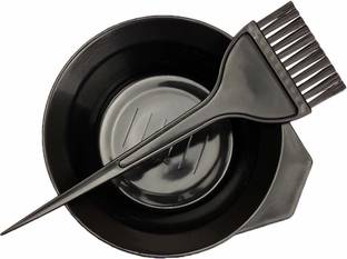 Aravli Professional Hair Color Tools: Hair Coloring Dye Brush with Hair Color Mixing Bowl Set for Both Men and Women (Black) - Set of 2 Pieces