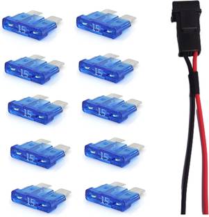 PBROS 10 Pieces 15 AMP Blade Fuse with fuse holder 12V Plastic Ceramic Blade Fuse box 10 Pieces 15 AMP Blade Fuse with fuse holder 12V Plastic Ceramic Blade Fuse box Electrical Fuse