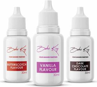 Bake King Pack of 3 Butterscotch, Chocolate and Vanilla Flavour Food Essence 30ML Each Butterscotch Liquid Food Essence