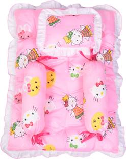 RBC RIYA R Pink kitty Baby Bed with Pillow set Convertible Crib