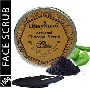Lifesy Nutra Activated Charcoal Face Scrub With Hydrating & Exfoliating For Removal Blackheads & Dead Skin Scrub