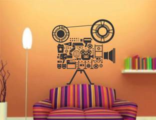 Heaven Decors 59 cm Retro video shooting camera black wall Sticker Size(59*61)cm Removable Sticker