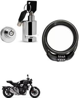 BikerValue Helmet Protection Bike Helmet Lock with Bike Disc Brake Lock with Keys for Honda CB 1000R Combo