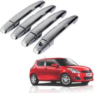 Uniqon (Set Of 4 Pcs) Stylish Car Door Catch/Handle Cover Chrome Finishing (Silver) Color Auto Accessories Suitable For Maruti Suzuki New Swift Car Grab Handle Cover