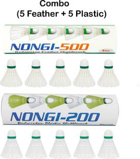 Nongi 500 Combo Feather and Plastic Shuttle  - White