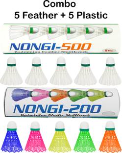 Nongi 500 Combo Feather and Plastic Shuttle  - Multicolor