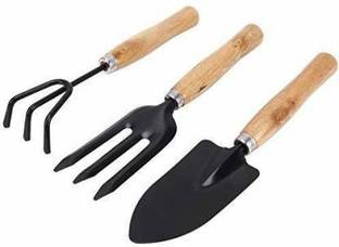 Green India Hand Cultivator, Small Trowel, Garden Fork 3pcs set Garden Tool Kit
