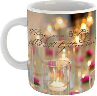 RS CASE Happy Birthday Joy and Light Ceramic Coffee for Friend, Girlfriend & BoyFriend Glossy Finish With Vibrant Print Ceramic  (330 ml) Ceramic Coffee Mug