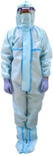 Pede Milan Laminated PPE KIT with Full Body Coverall, Latex Gloves, Shoe Cover, Face Mask, Face Shield, Complete PPE kit for Doctors, Washable & Reusable Safety Jacket